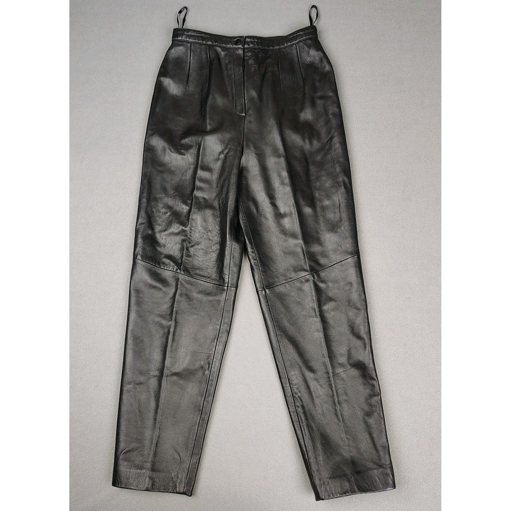 Valerie Stevens New Zealand 100% Lambskin Pants Women 12 *Fits 8* Black Mob Wife
